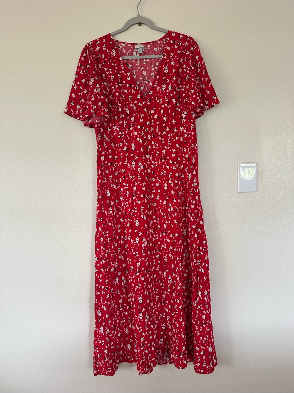 a new day by Target - v-neck Red Floral Maxi Dress with White Print